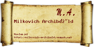 Milkovich Archibáld névjegykártya